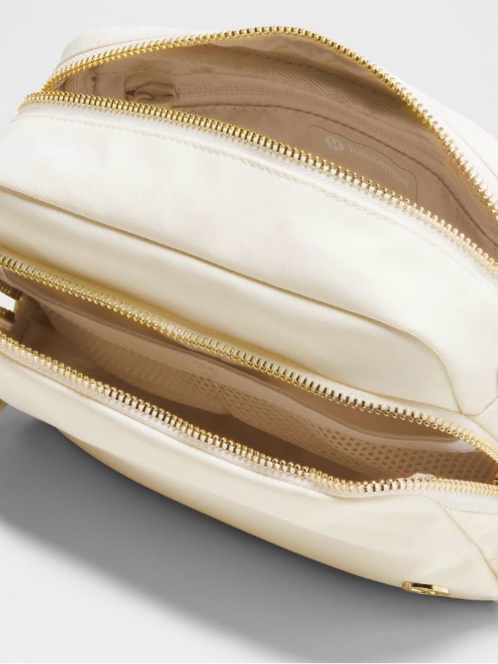 lululemon athletica Cream Double-Zip Crossbody Bag with Gold Hardware
